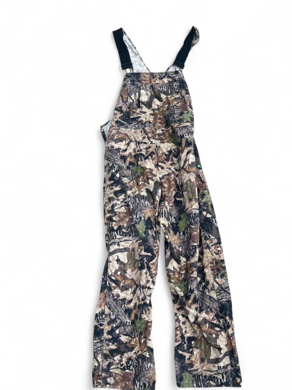 Vintage Mossy Oak Bottomland Camo Bib Overalls USA Made Hunting Workwear Large